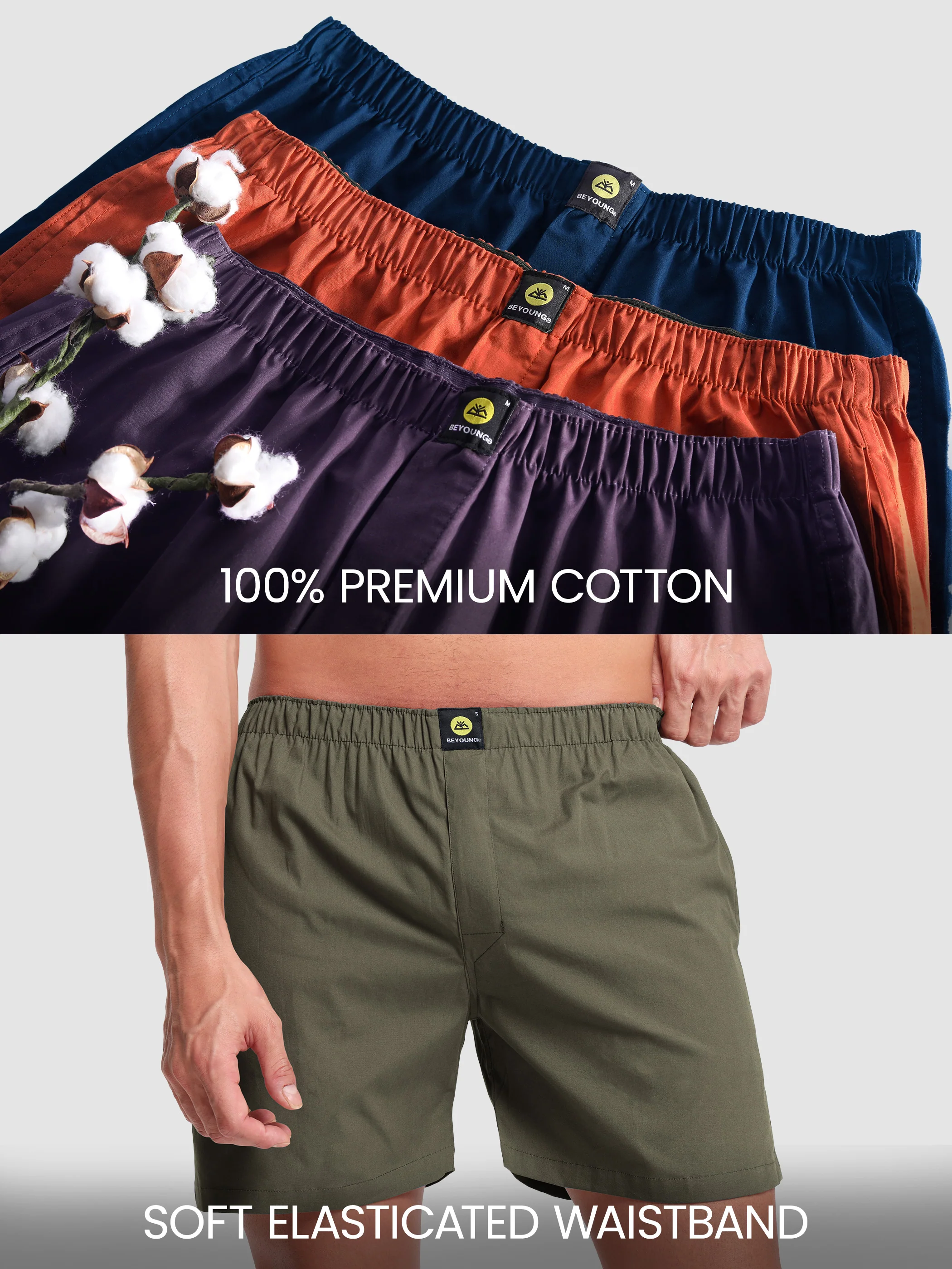 Plain Army Green Mens Boxer - Image 5
