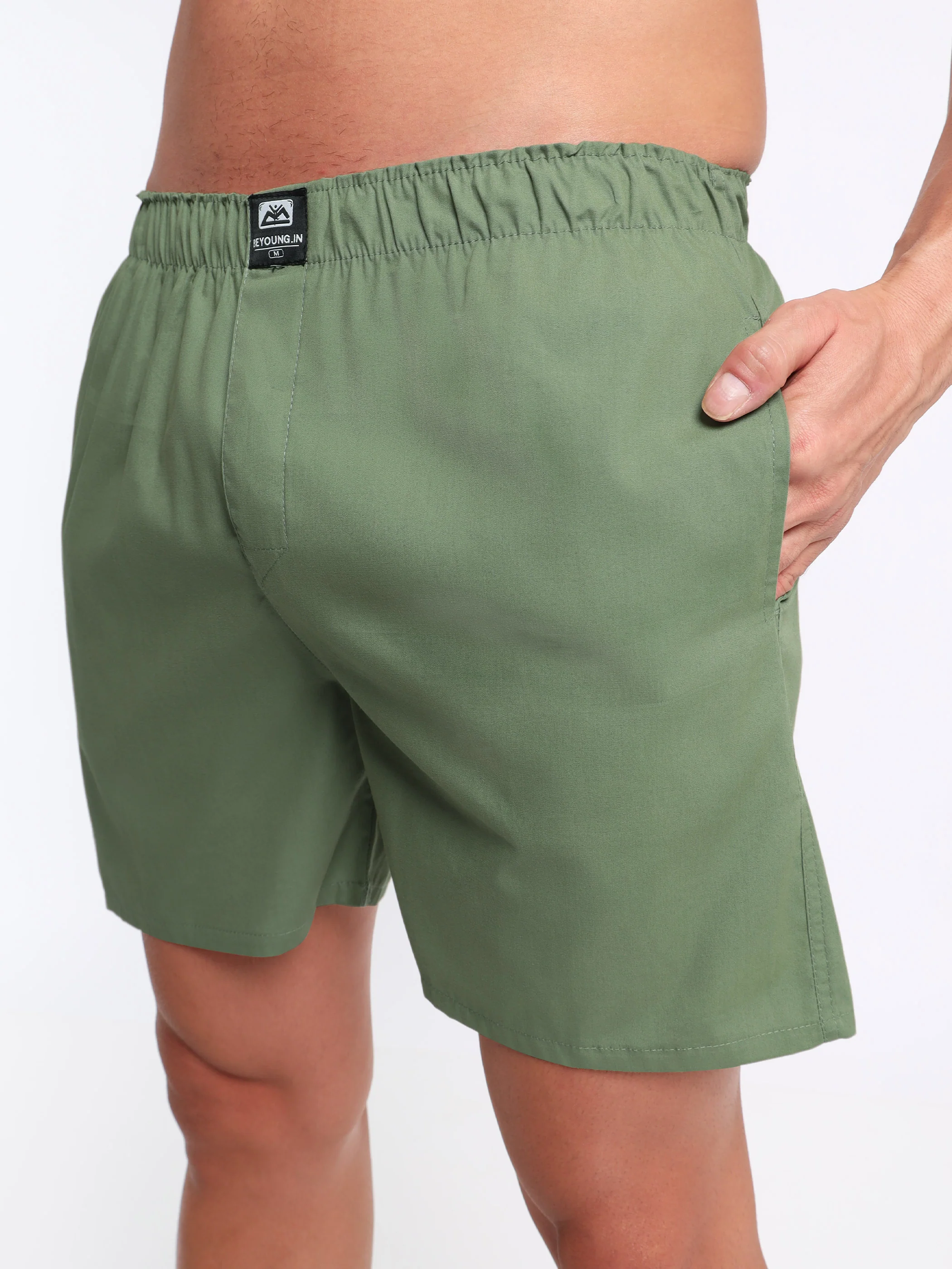 Plain Sage Green Mens Boxer - Image 4