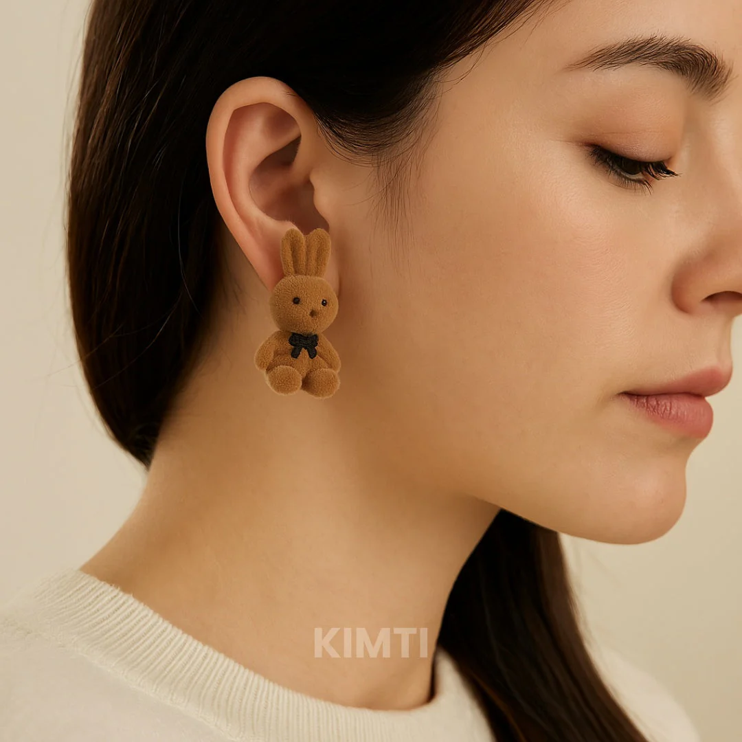 Playful Bunny Studs Brown Stud Earring - Image 2