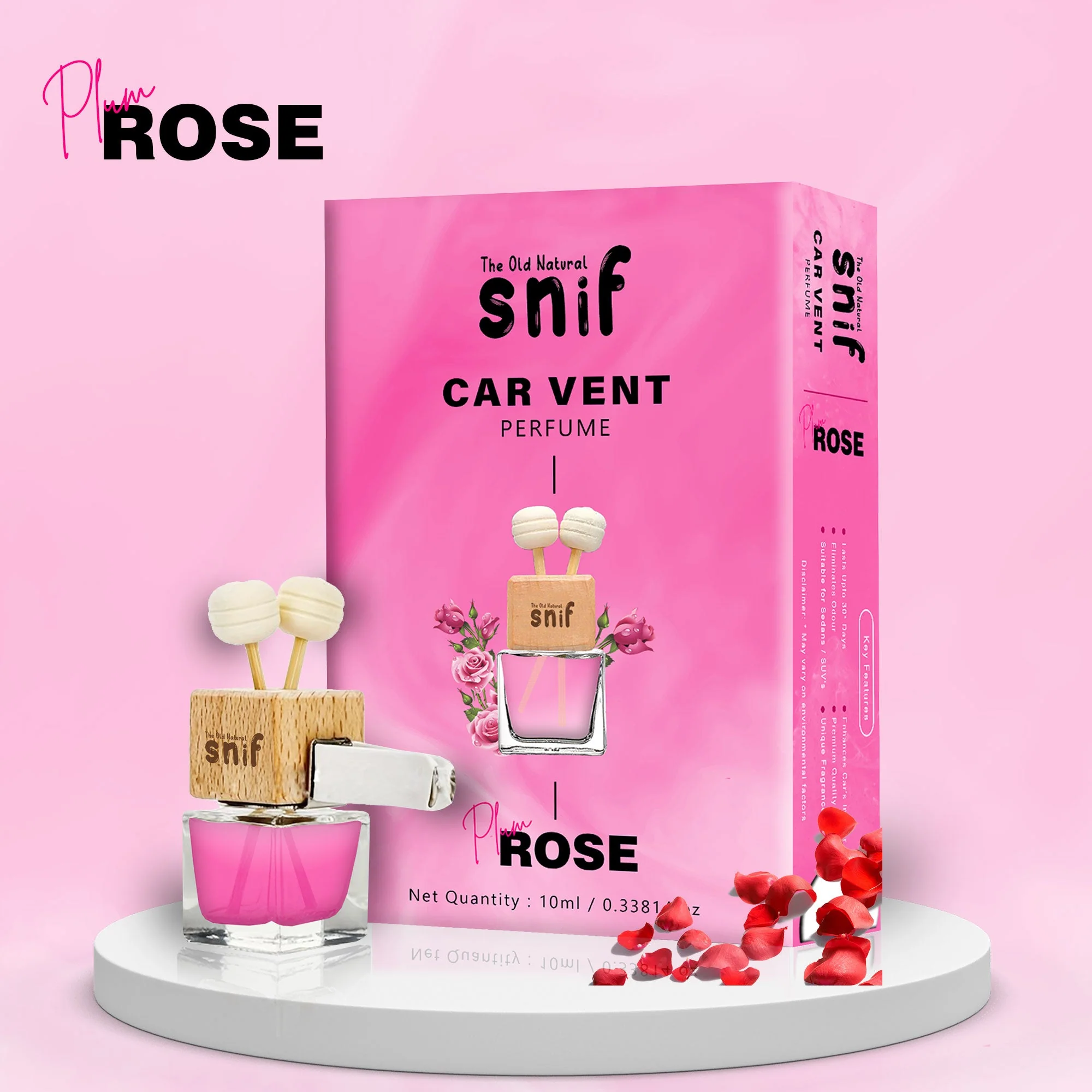Plum Rose Premium Vent Car Perfume - 10ml Long-Lasting Car Fragrance Luxury Car Air Freshener - Image 2