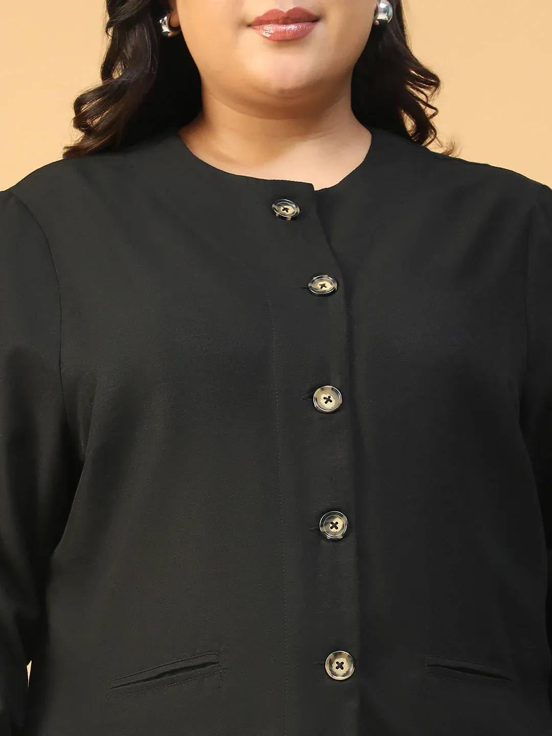Plus Size Black Button-Down Women’s Top - Image 2