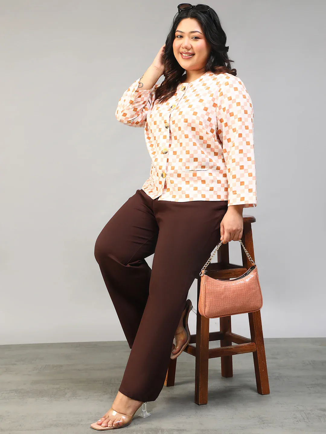 Plus Size Multicolor Check Women’s Top - Image 3