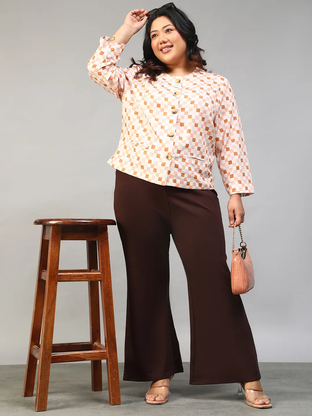 Plus Size Multicolor Check Women’s Top - Image 4