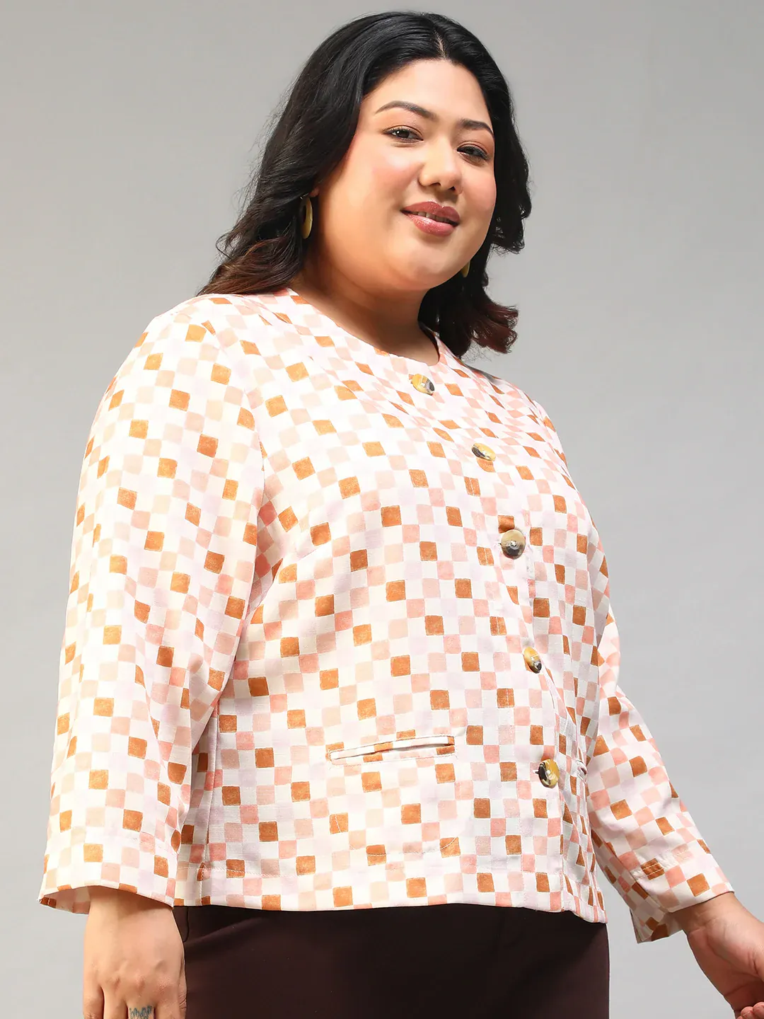 Plus Size Multicolor Check Women’s Top - Image 5