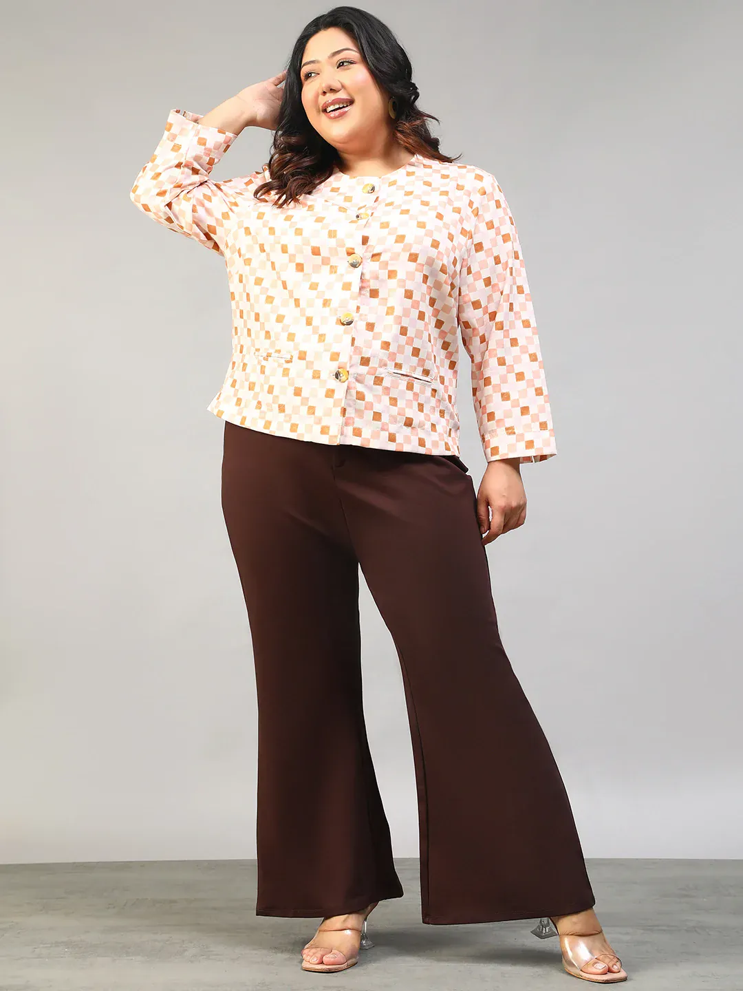Plus Size Multicolor Check Women’s Top - Image 7