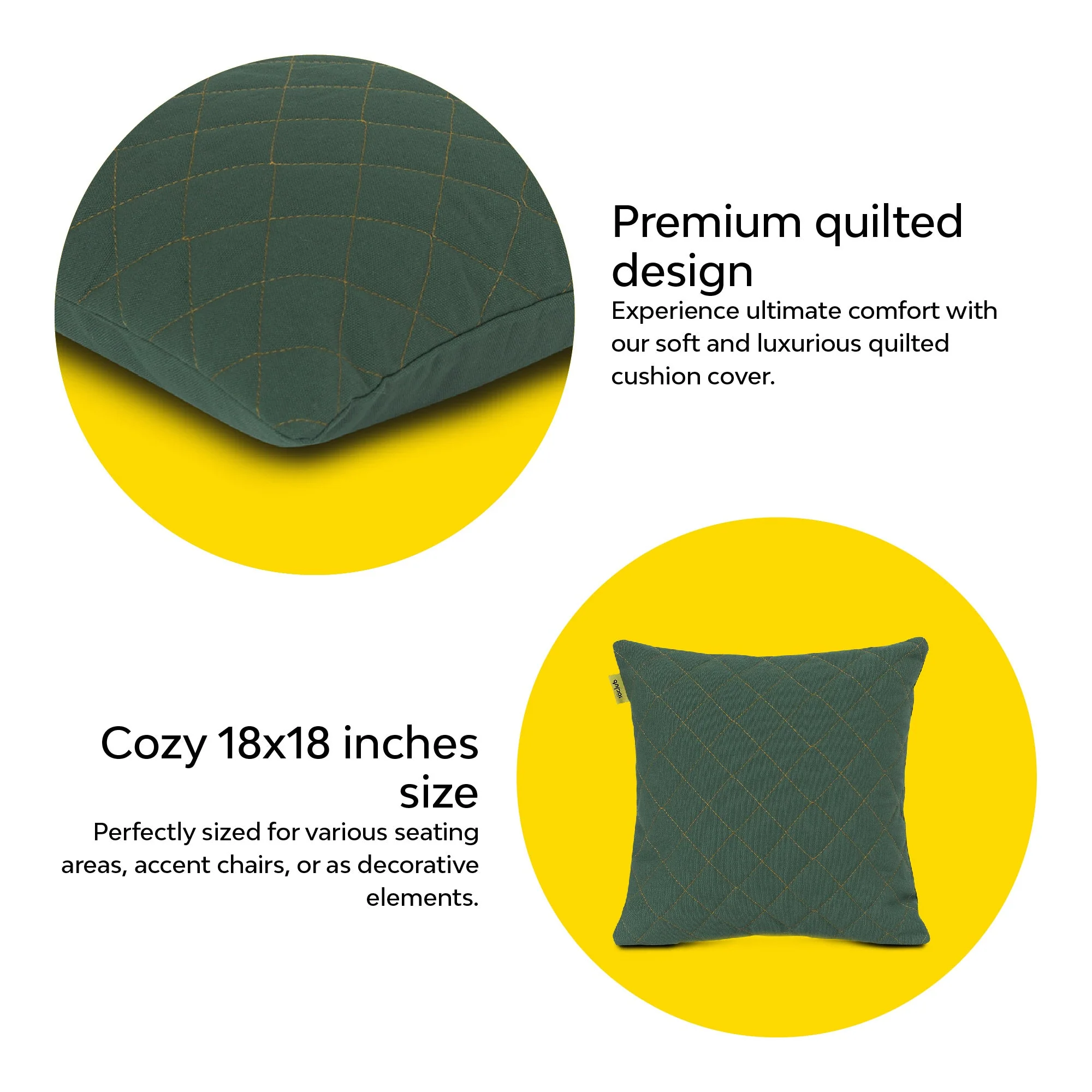 Plush Quilted Cushion Cover | Large | Set Of 2 | 18X18 Inches - Image 15