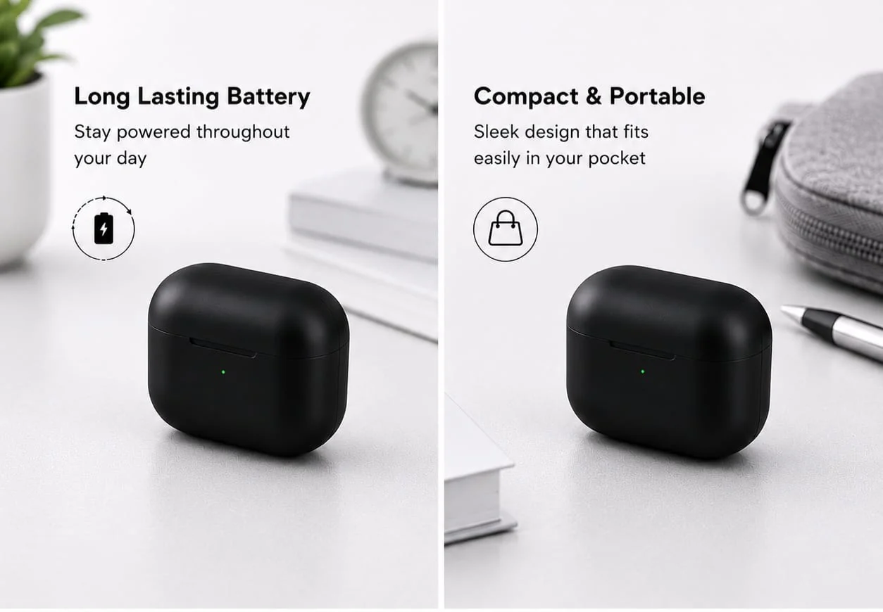 PodX True Wireless Earbuds | Deep Bass Sound, Bluetooth 5.0, HD Calling, Touch Controls | Long Hours Playtime | Black - Image 4