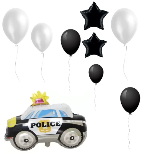 Police Car Themed Balloon Banquet (Multicolor) (Pack of 9)
