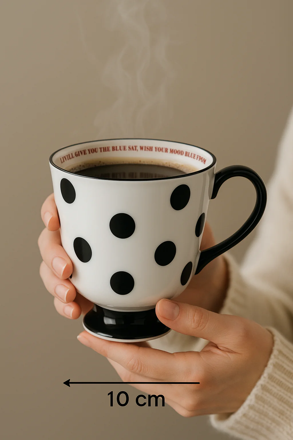 Polka Dot Ceramic Coffee Mug –Stylish Black & White Tea Cup with Handle - Image 4