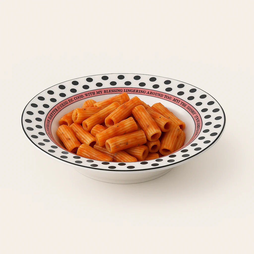 Polka Dot Ceramic Pasta Bowl – White with Black Dots - Image 2