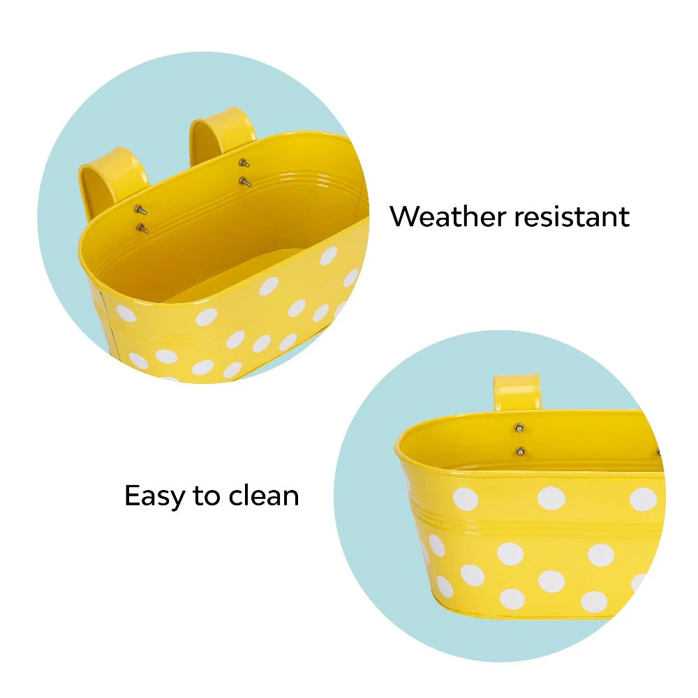 Polka Double Hook Metal Balcony Planter Set - Image 12