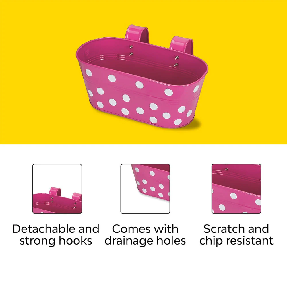 Polka Double Hook Metal Balcony Planter Set - Image 13