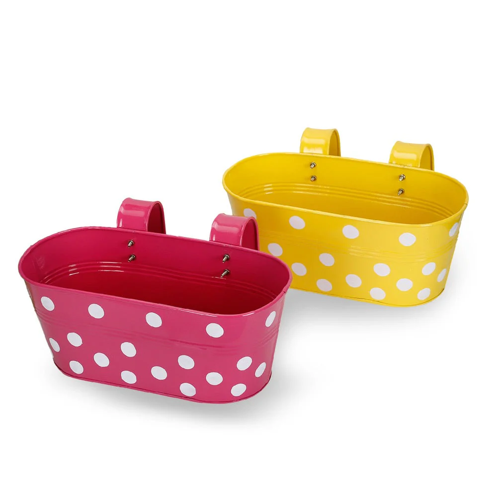 Polka Double Hook Metal Balcony Planter Set - Image 8