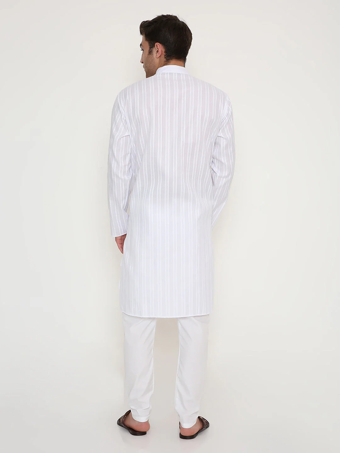 Poly Viscose Regular Fit Self Design Kurta in White - Image 2
