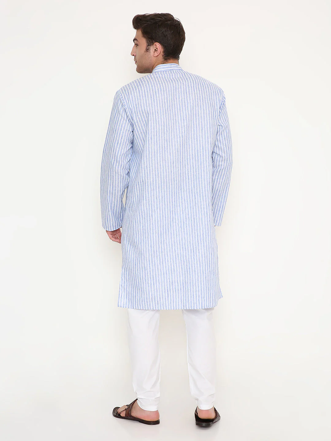 Poly Viscose Regular Fit Striped Kurta in Dark Blue - Image 2