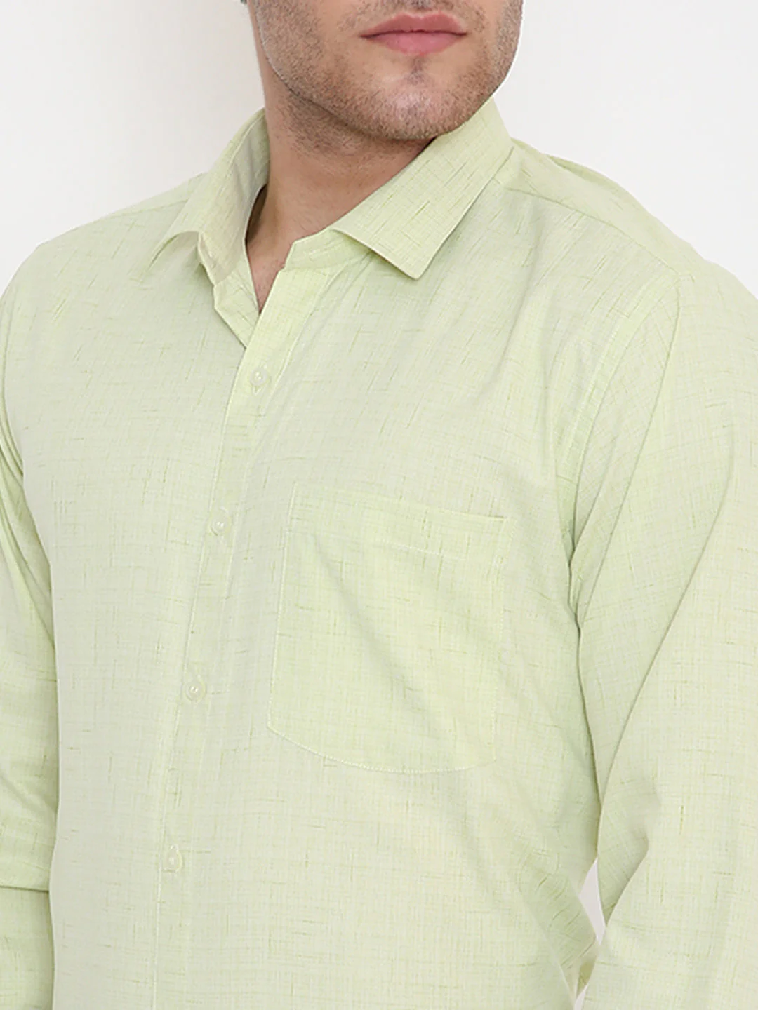 Poly Viscose Self Design Slim Fit Shirt in Mint - Image 5