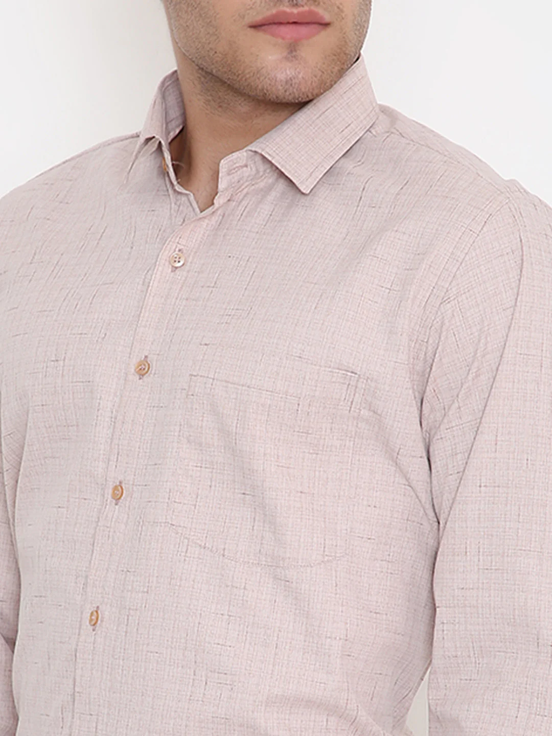 Poly Viscose Self Design Slim Fit Shirt in Onion Pink - Image 5