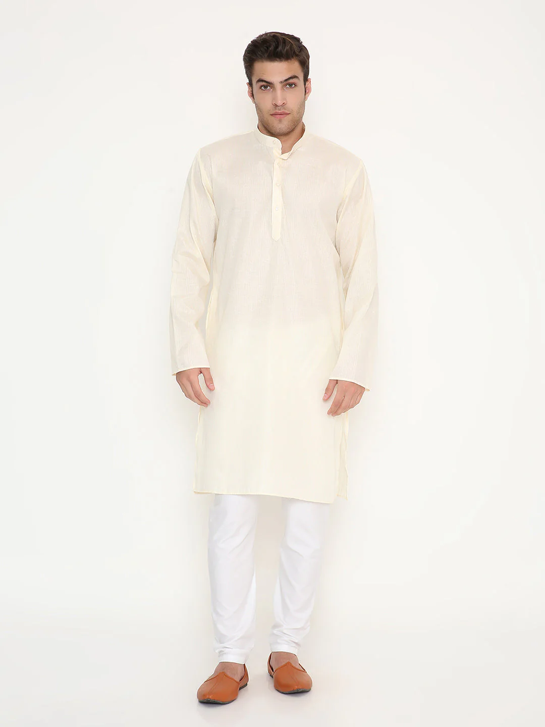 Poly Viscose Shiny Kurta in Beige - Image 5