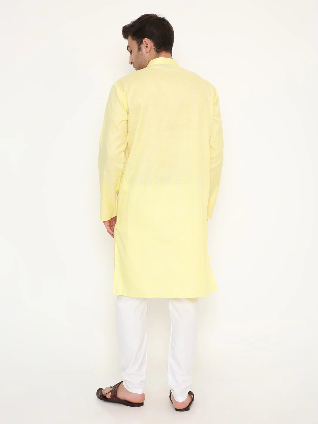 Poly Viscose Shiny Kurta in Yellow - Image 4