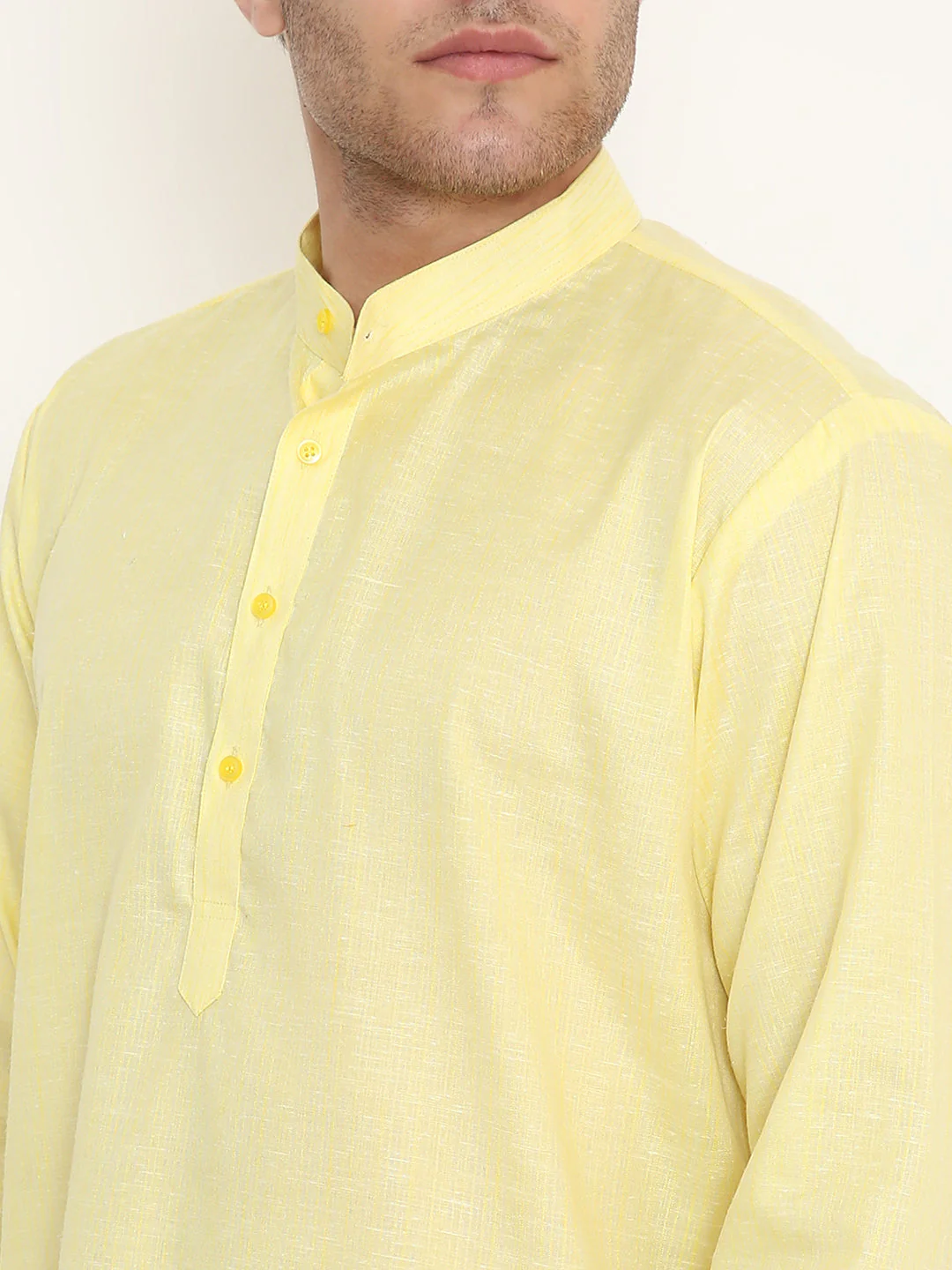 Poly Viscose Shiny Kurta in Yellow - Image 6