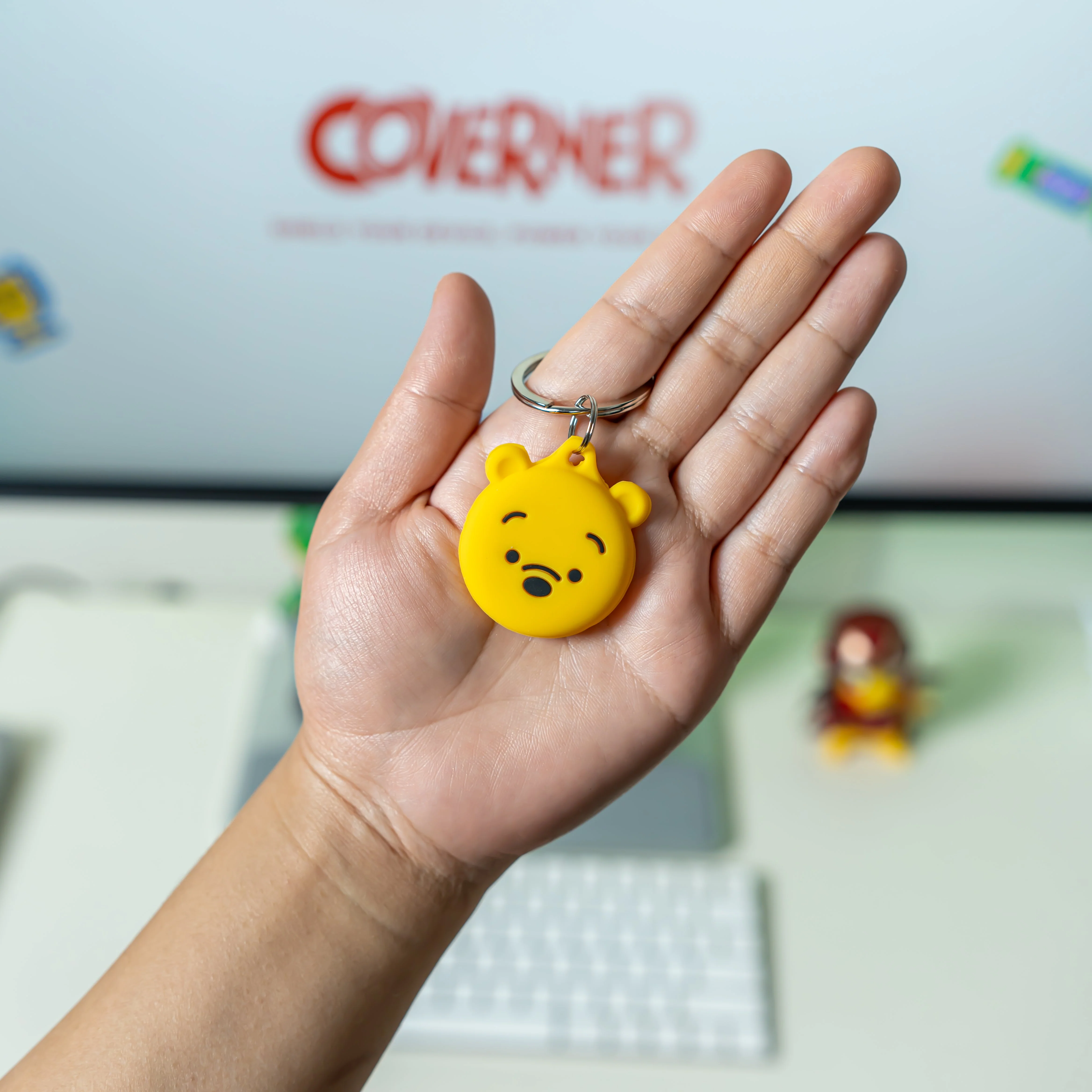 Pooh - Premium Silicone AirTag Case with Keychain – Washable, Durable & Stylish Protection - Coverner India