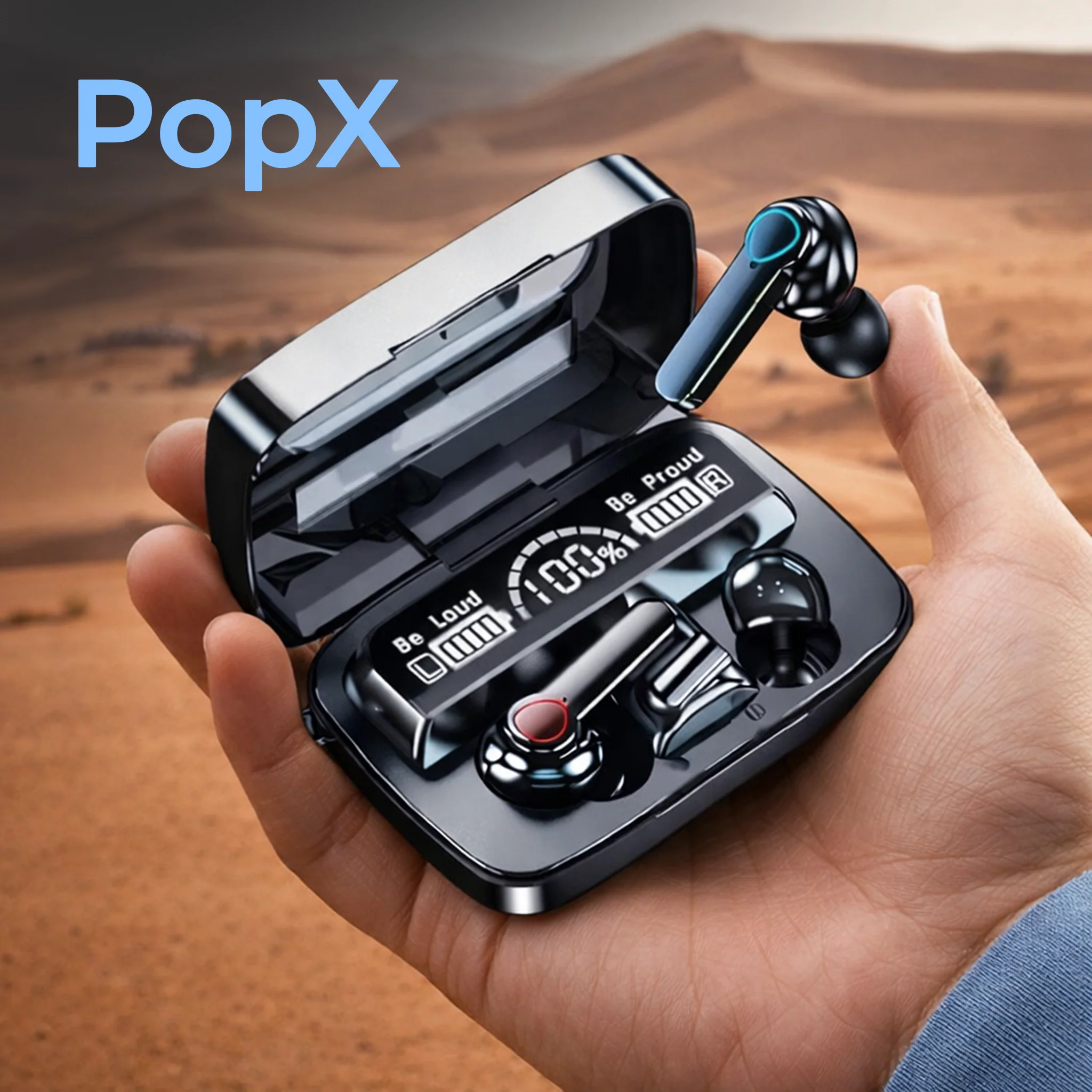 PopX | TWS Wireless Earbuds | Deep Bass | BT 5.3 | Touch Controls | LED Display Case | Type-C Fast Charging | Up to 40H Playtime - ZOM - Image 4