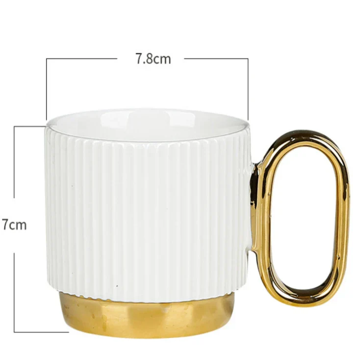 Porcelain Coffee Cup and Saucer Set with wooden tray - Image 6