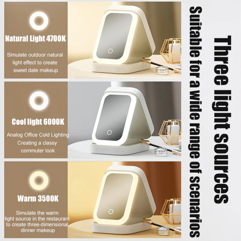 Portable Cosmetic Organizer With LED Mirror - Image 4