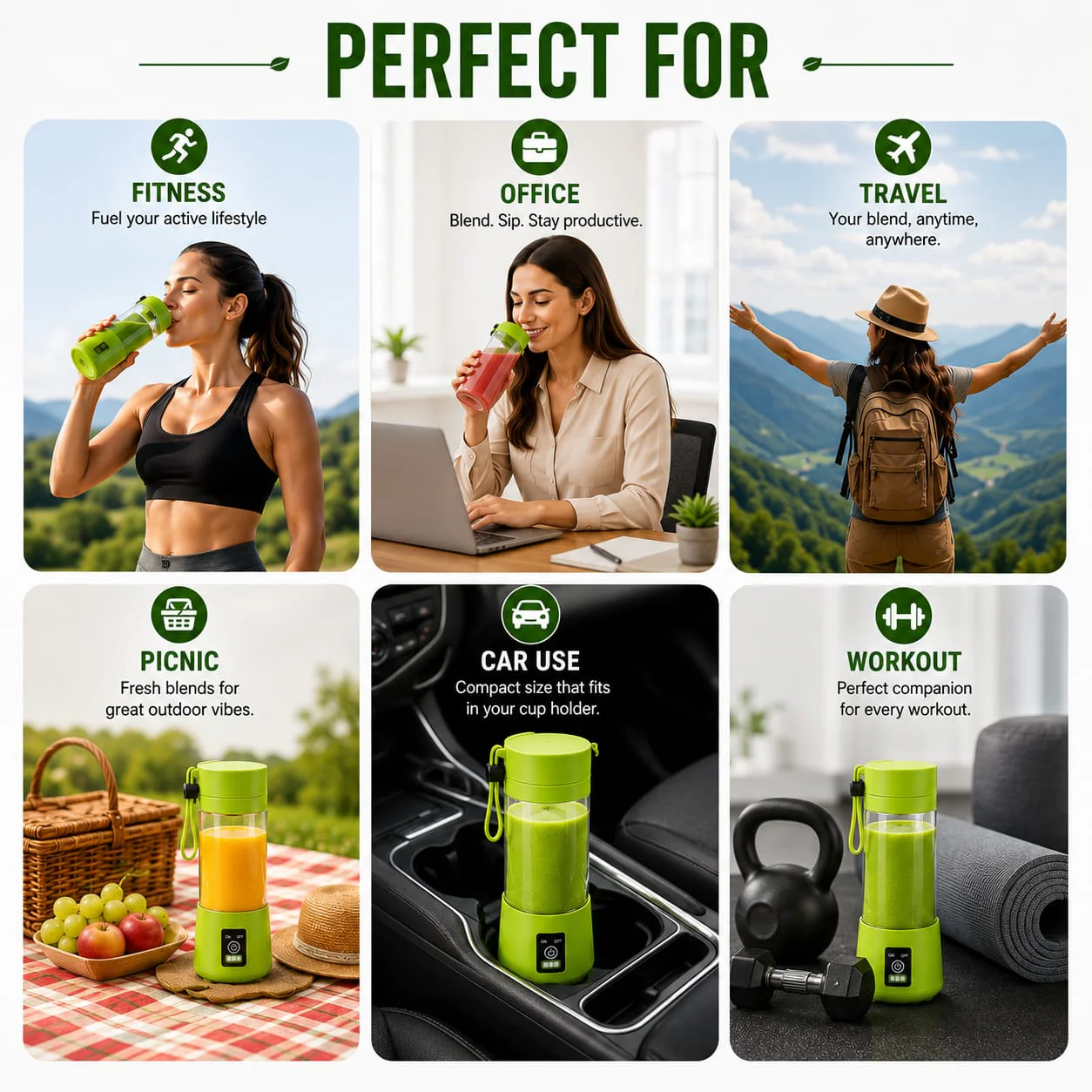 Multi Blade Mini Juicer & Smoothie Maker – 380ML USB Rechargeable | Shakes, Juice & Protein | Lightweight for Travel | Assorted Colours - Image 5