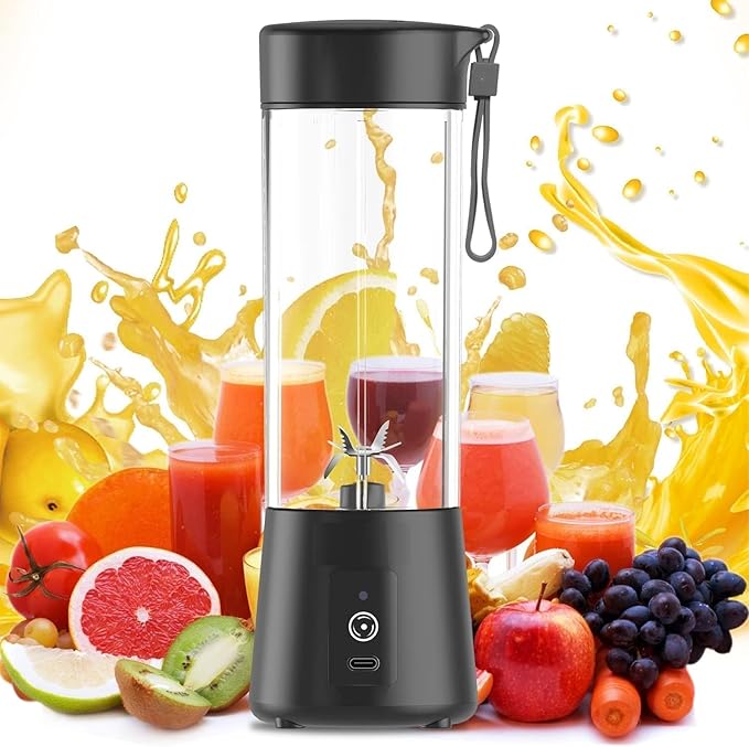Portable Electric Blender | 380ML USB Rechargeable Mini Juicer | 6 Stainless Steel Blades | Personal Smoothie Maker for Shakes, Juice &amp; Protein | Lightweight Travel Blender | Multi Colour - Image 5
