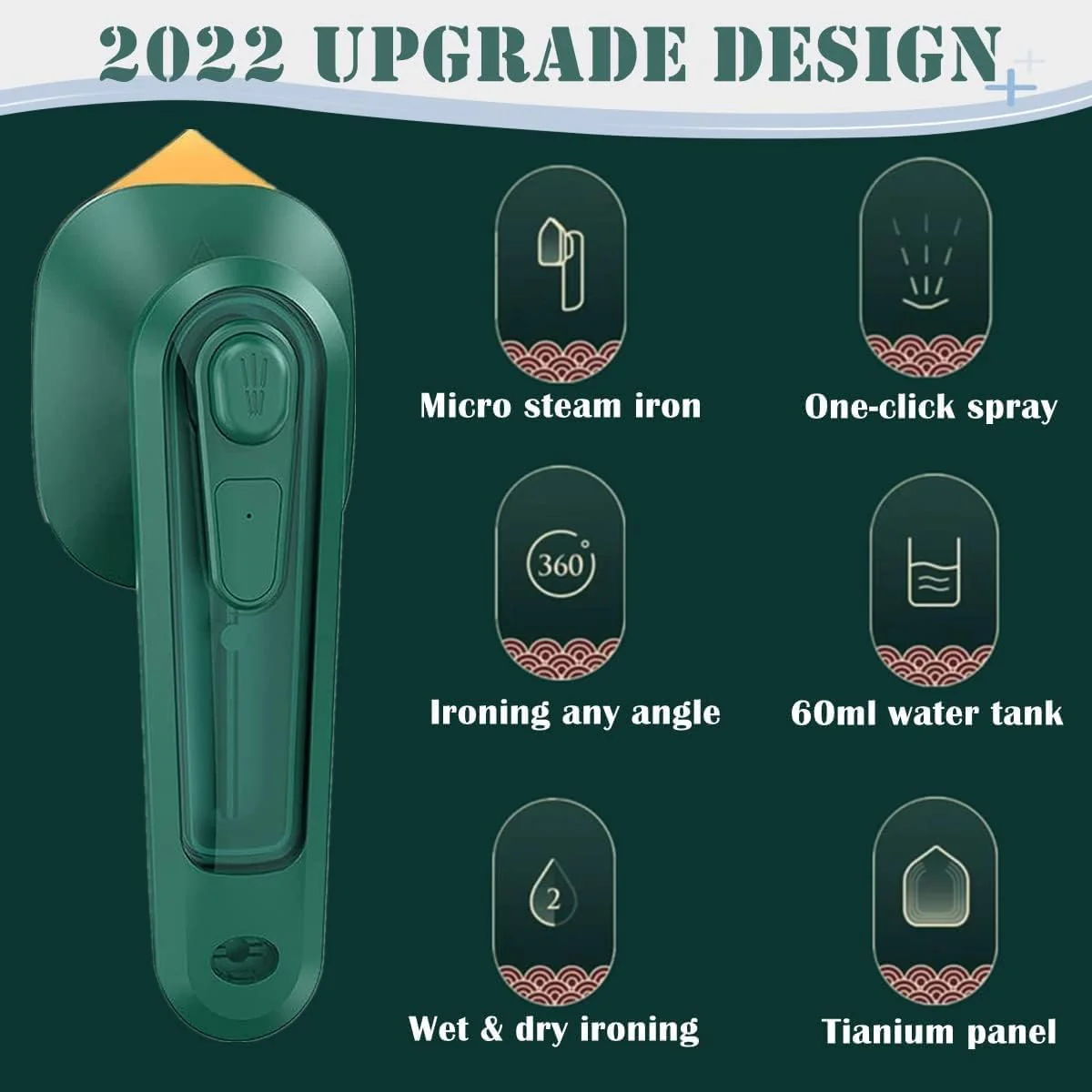 Portable Handheld Steam Iron Machine for Clothes | Mini Travel Garment Steamer | Wet &amp; Dry Ironing | Wrinkle Remover for Home &amp; Travel - Image 3
