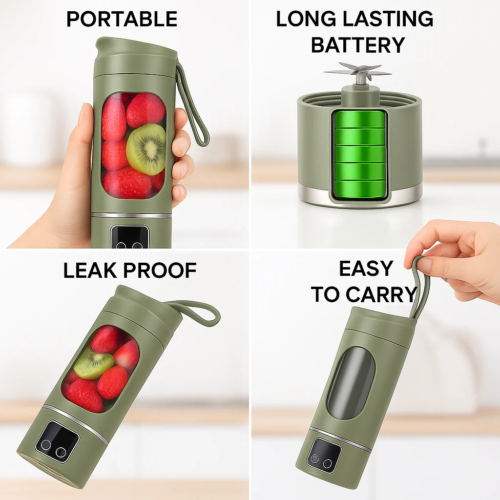 Portable USB Juicer Blender – 450ml, 1500mAh Rechargeable Battery, 18000 RPM, BPA-Free, 3 Programs, Stainless Steel Blades – Smoothies, Juices, Protein Shakes - Image 16