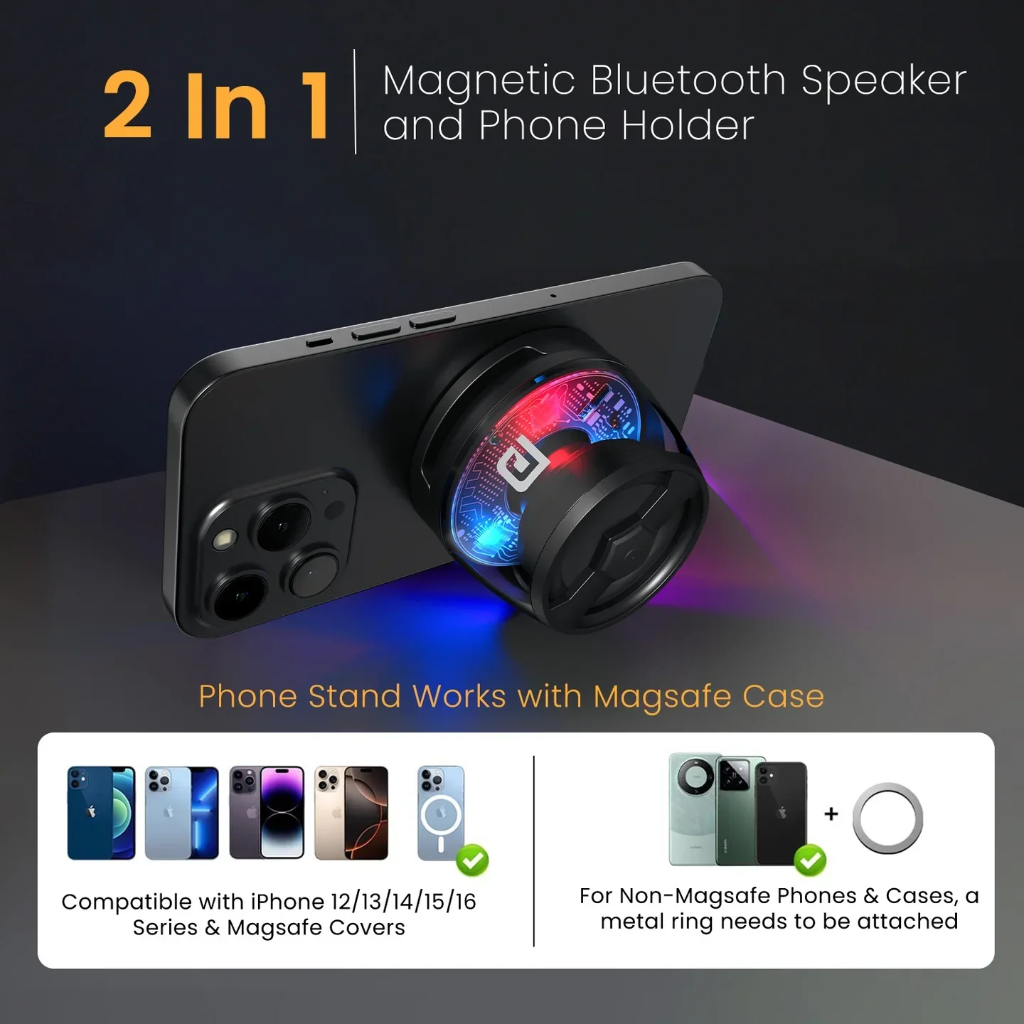 Portronics Bluetooth Speaker With RGB Light & Stand - 6W Magnetic - Image 8