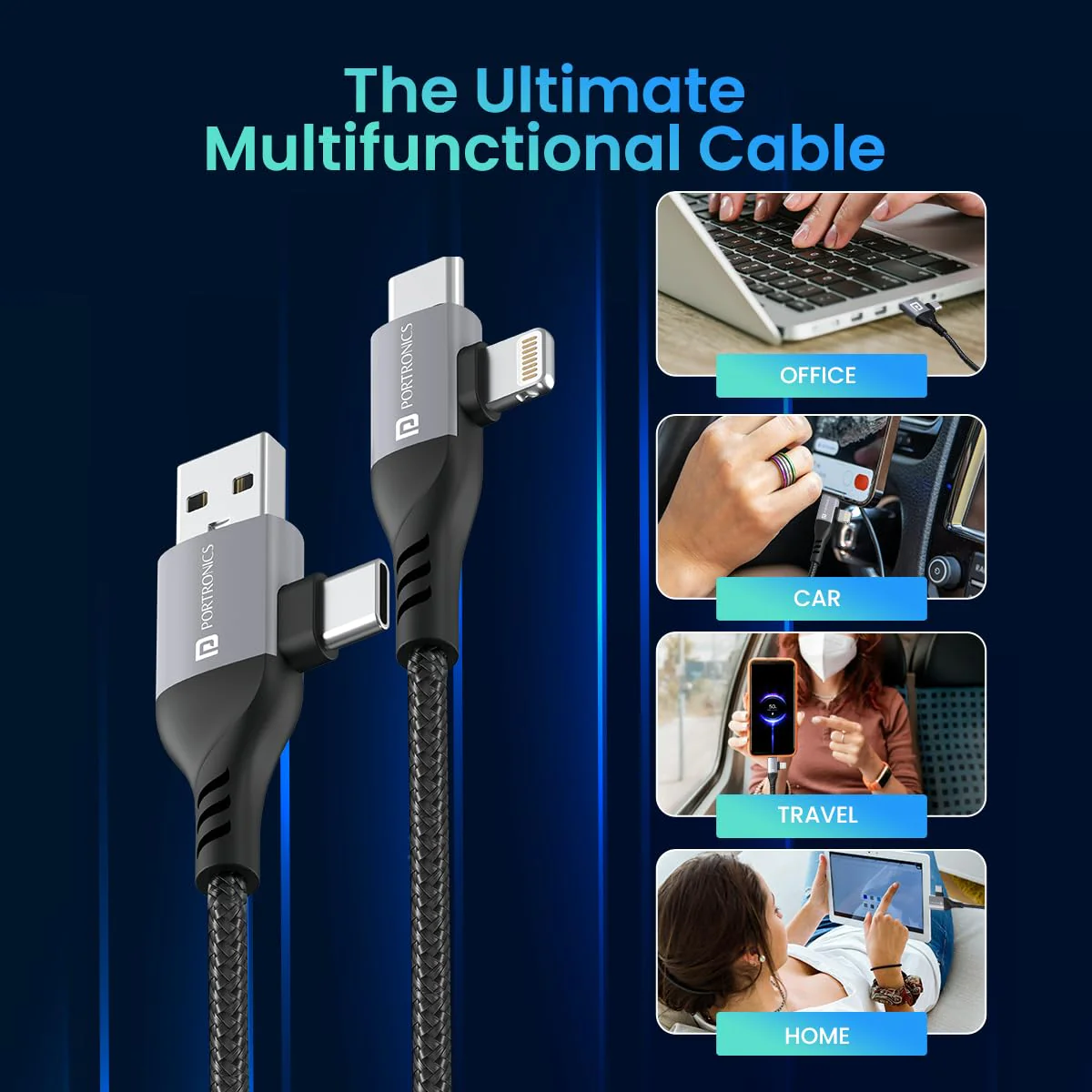 Portronics Konnect Multi 4 in 1 Fast Charging Cable - Pro - Image 7