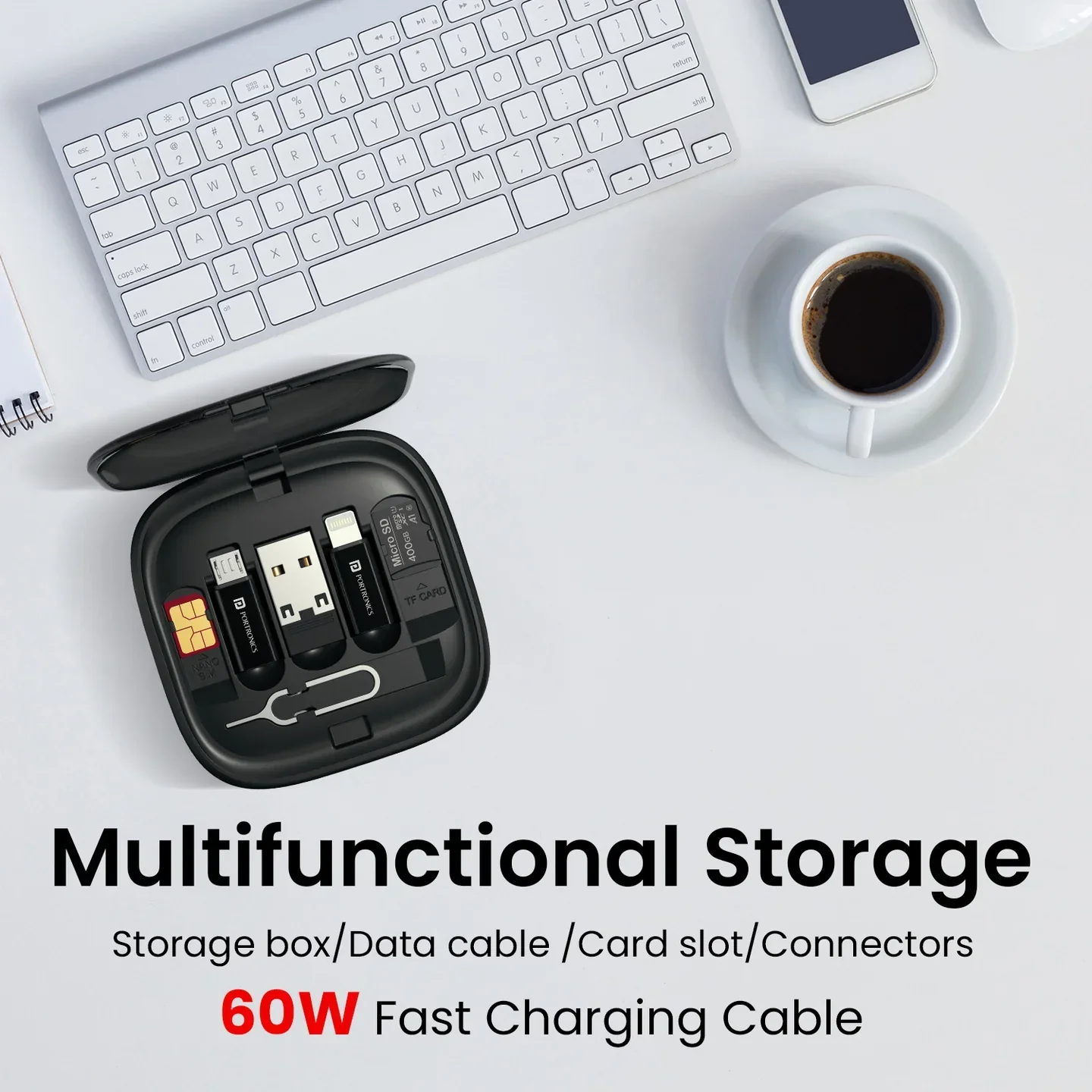 Portronics Snapcase 2 Retractable Multi Connector Cable - Mobile Stand - Image 4
