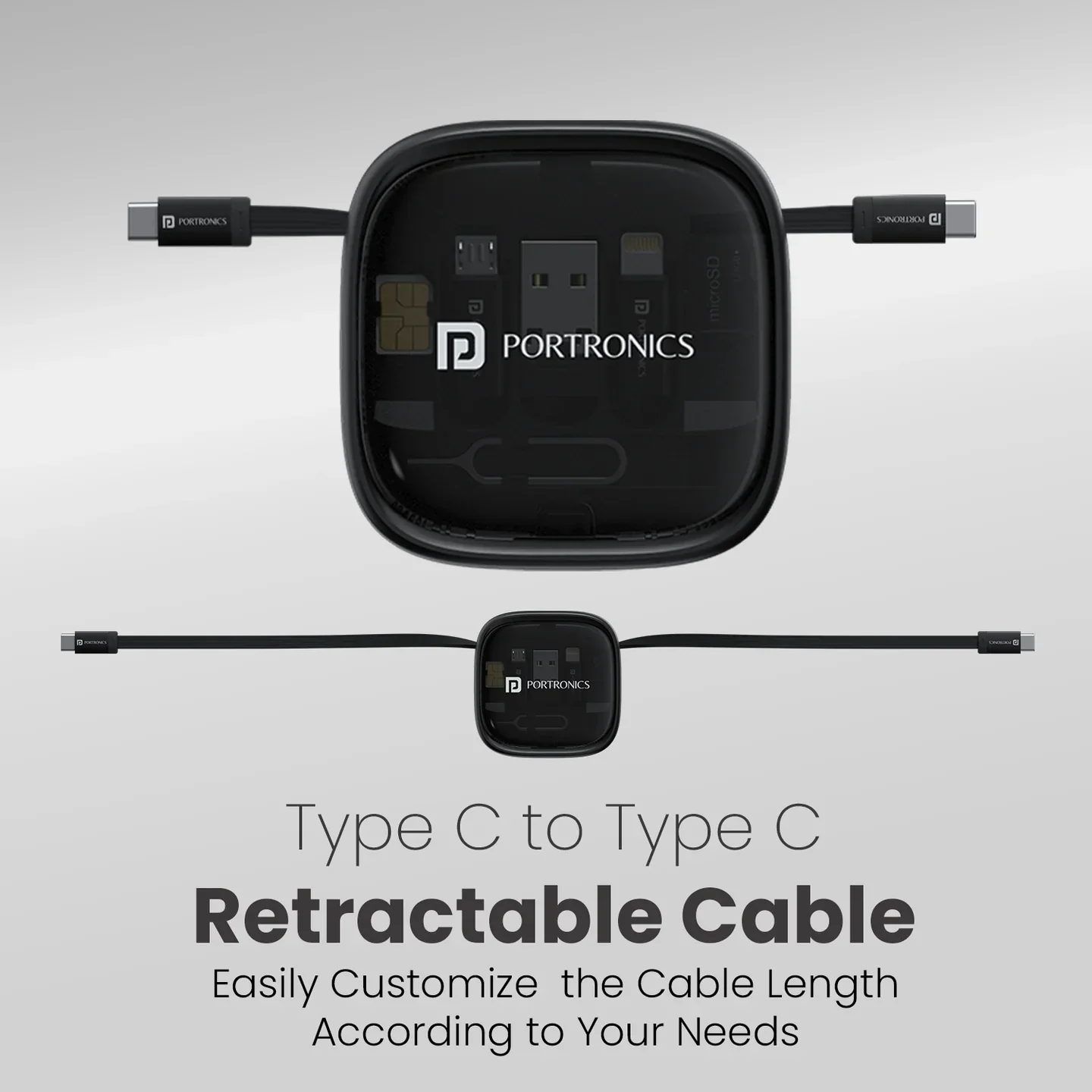 Portronics Snapcase 2 Retractable Multi Connector Cable - Mobile Stand - Image 8