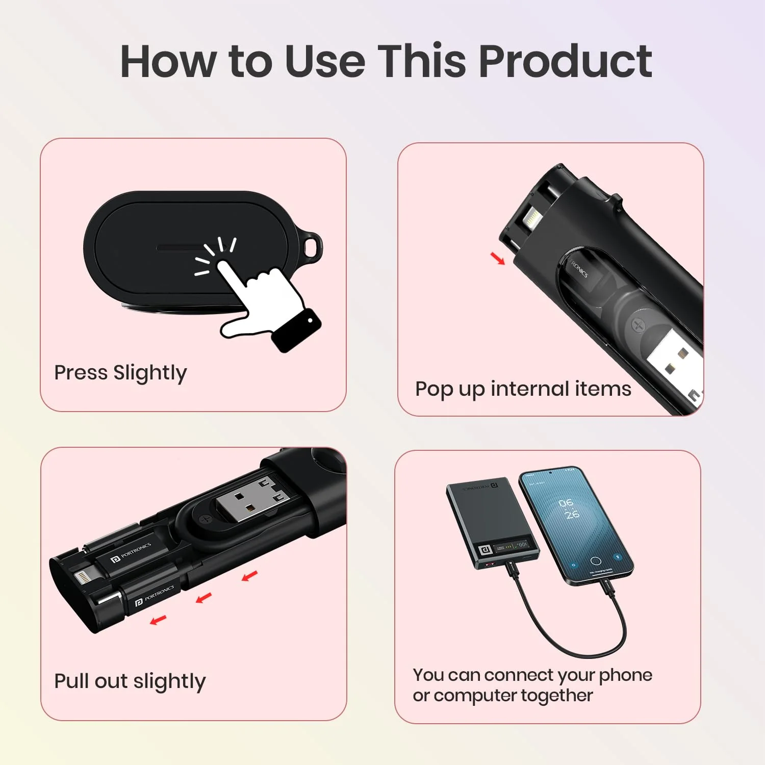 Portronics SnapCase 4 Multifunctional Fast Charging Kit - 60W - Image 3