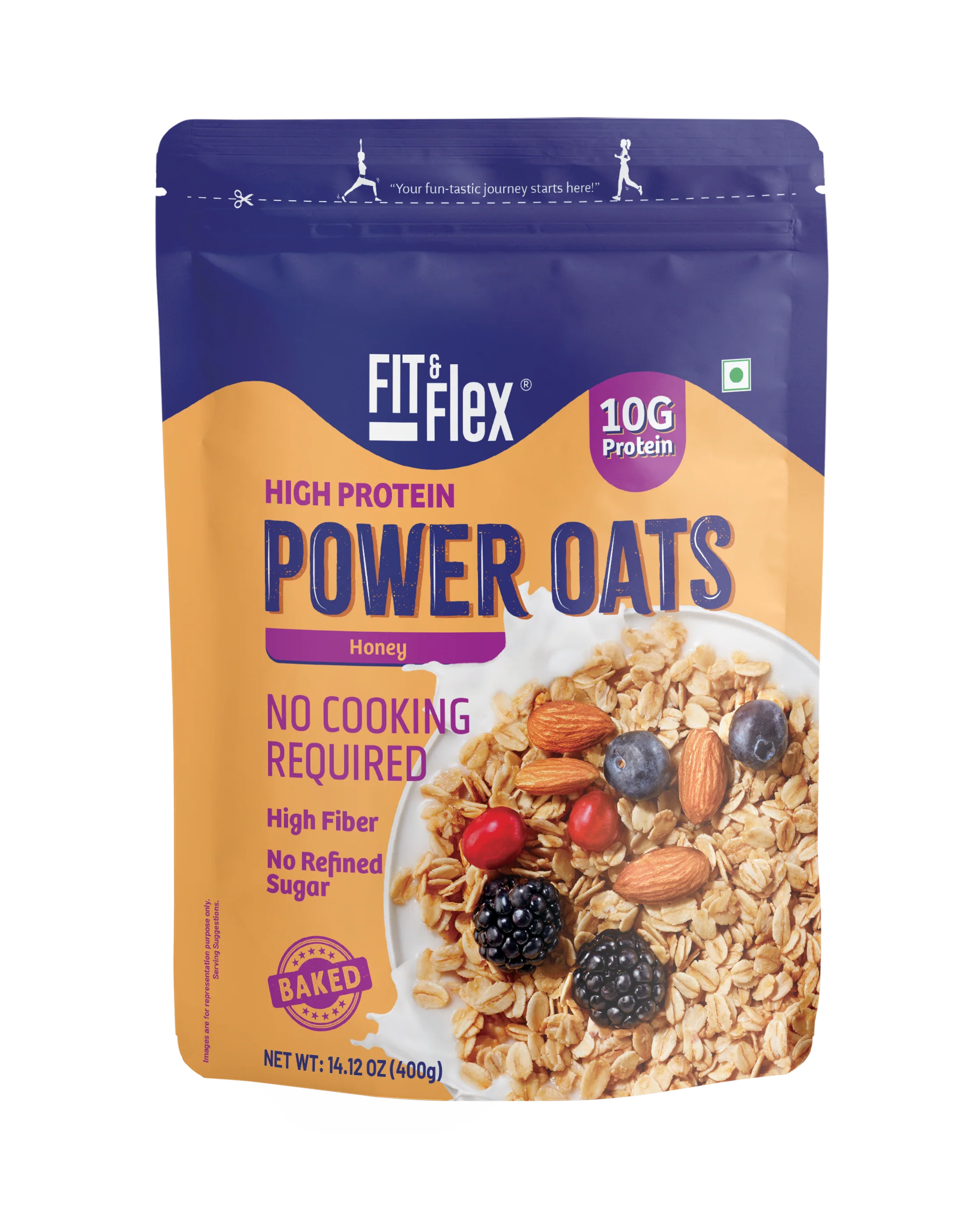 Power Oats | Honey Flavor | No Cooking Required - Ready To Eat | Zero Added Sugar