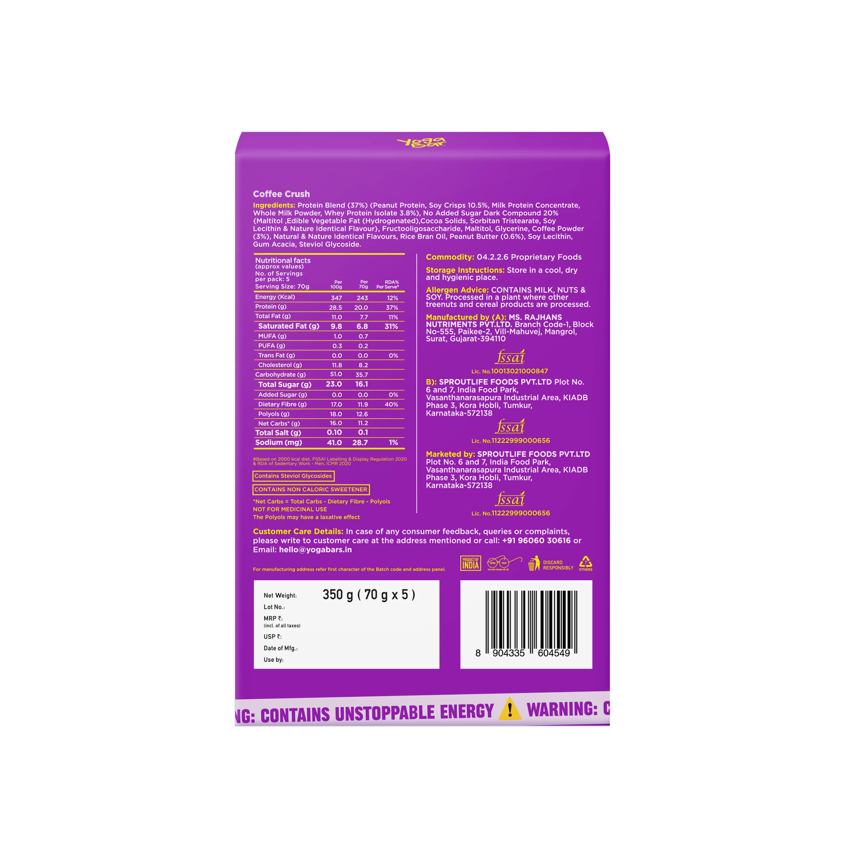 Power Up Coffee Crush 20g Protein Bars - Pack of 5 350g - Image 7