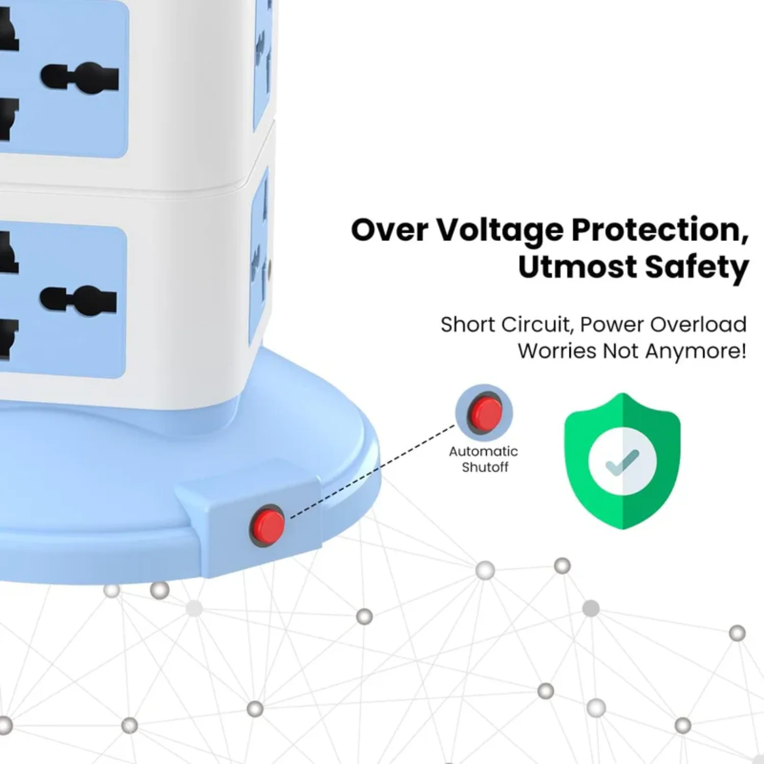 PowerX: Extension Board with 8 Outlets & 3 USB Ports, Surge-Protected Multi-port Power Strip for Home Electronics - Image 4