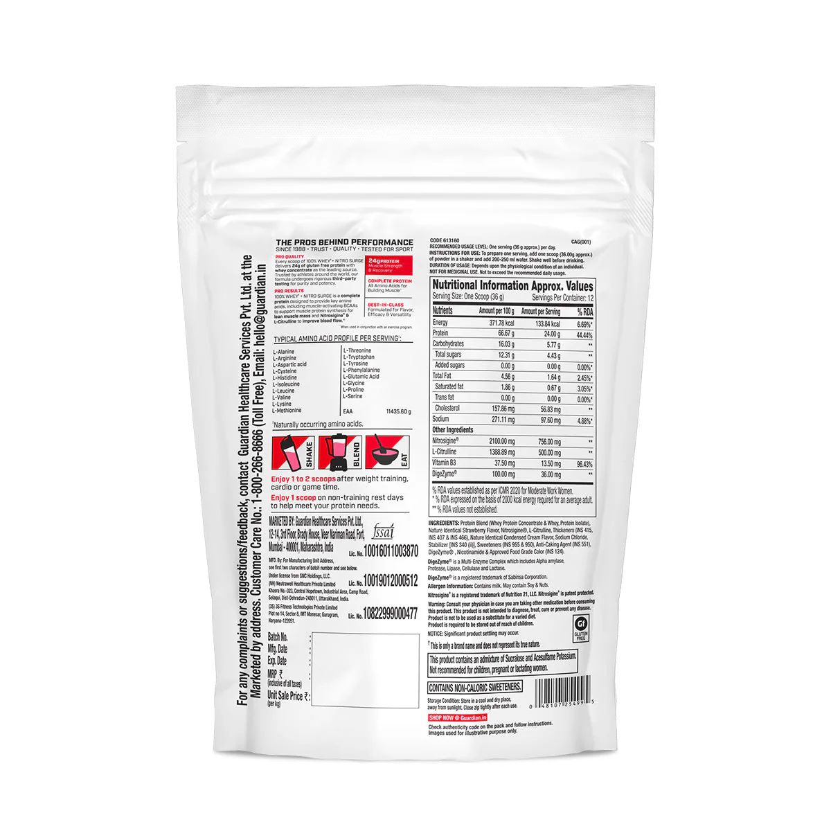 PP 100% WHEY NITRO SURGE – STRAWBERRY 1LBS - Image 13