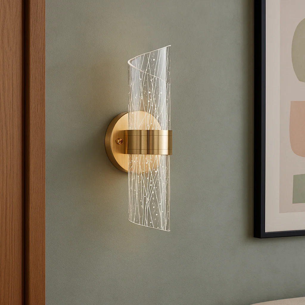 Premium Acrylic & Brass Wall Light with 3 Colour changing LED - Image 2