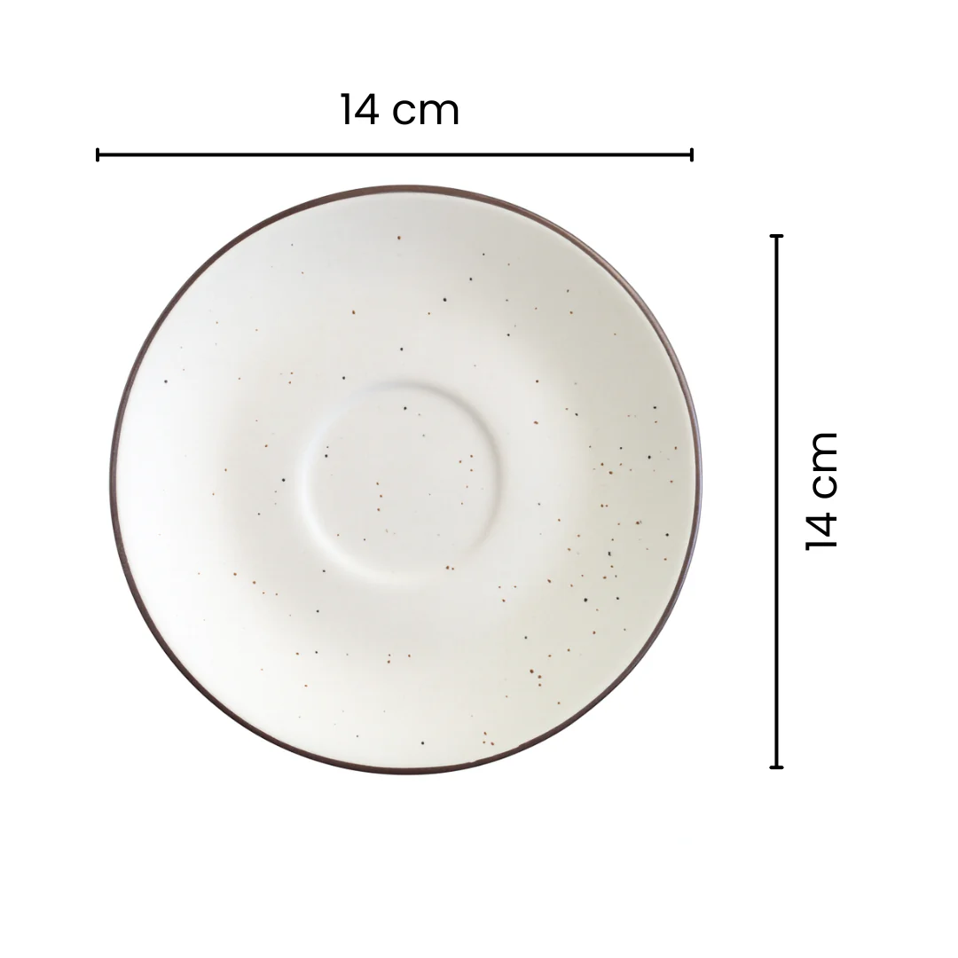 Premium Ceramic Cup & Saucer Set | Set of 2| Speckled Beige with Brown Rim | Handmade Stoneware Tea & Coffee Cup - Image 5