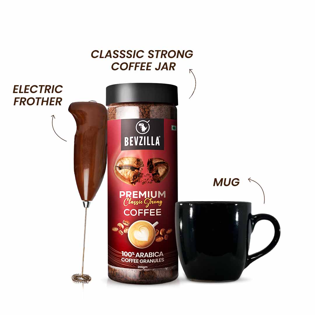Premium Classic Strong Coffee Powder 200gm + Coffee Mug + Frother Combo - Image 4