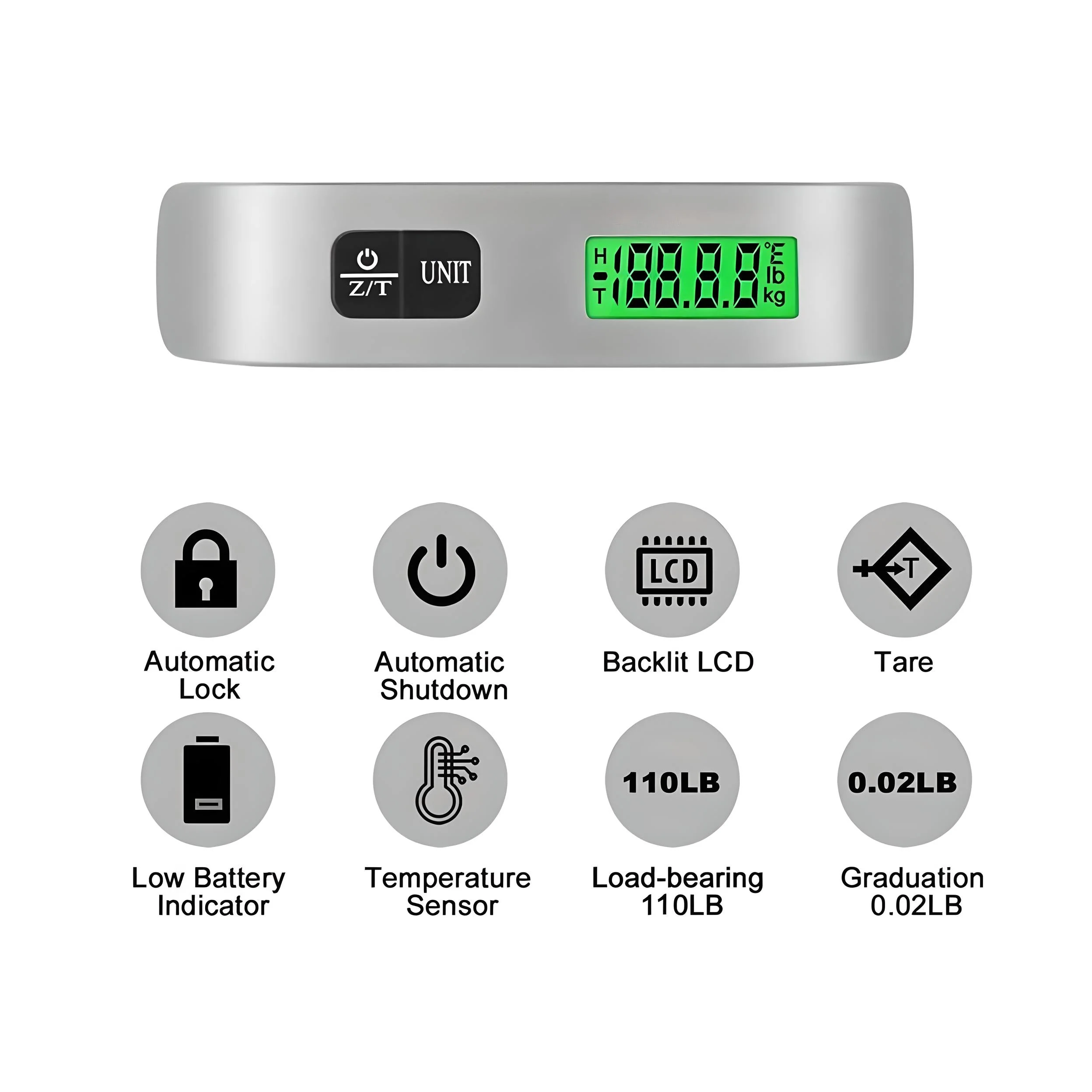 Premium Digital Luggage Scale – 50kg/110lb with LCD Display, Auto Lock, Tare, & Temperature Sensor - Image 5
