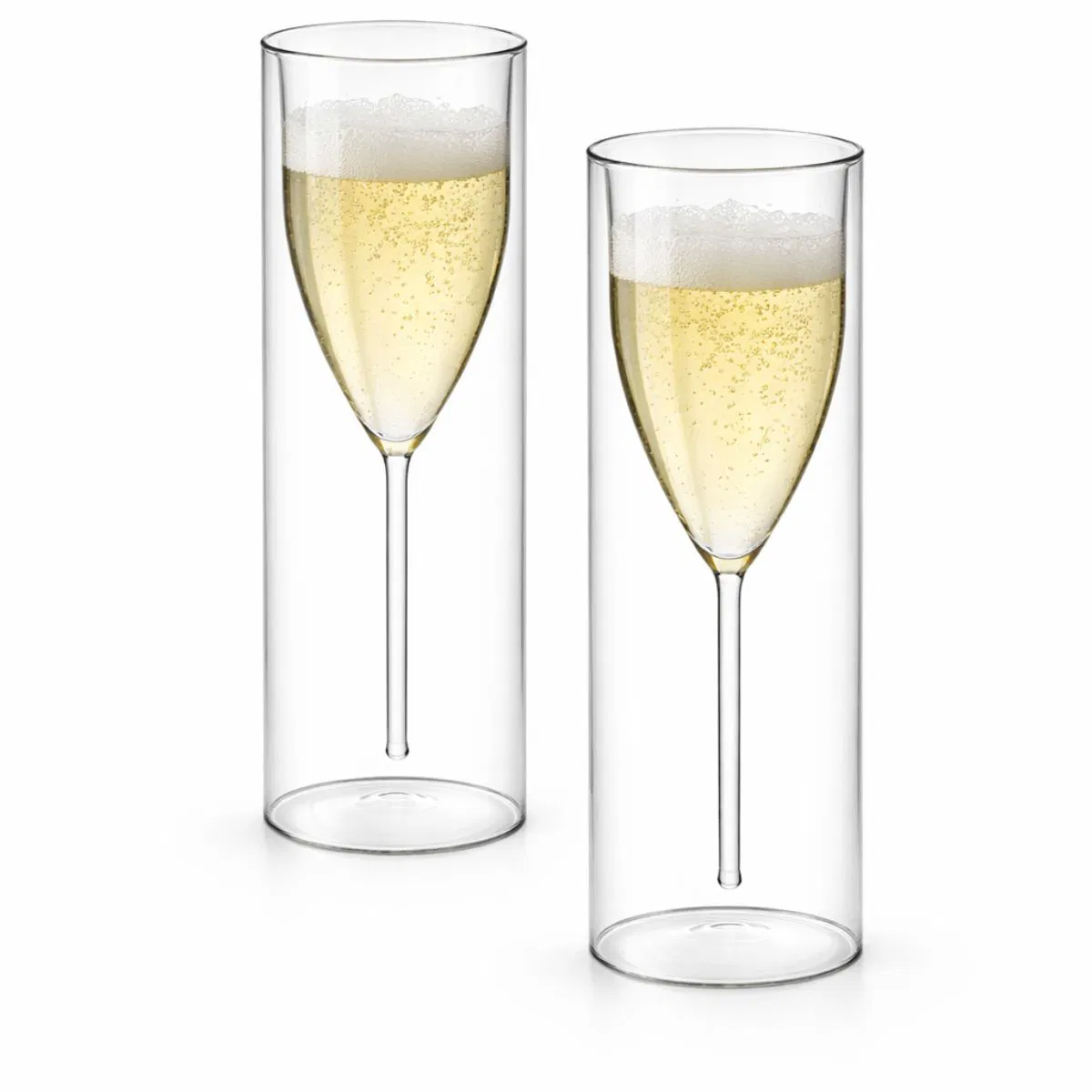 Premium Double-Wall Floating Champagne Glass Set of 2 Elegant Flutes - Image 3