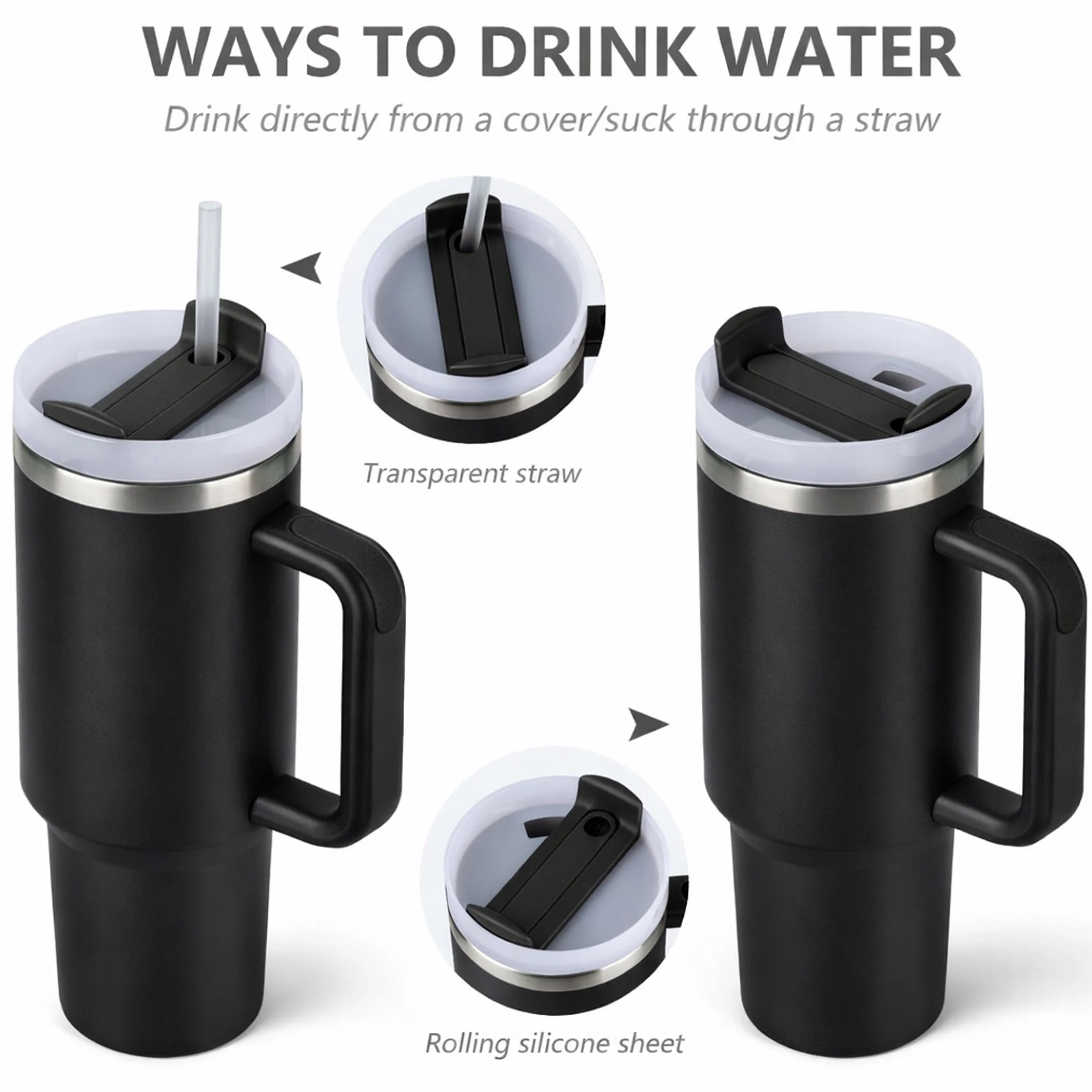 Premium Double Wall Stainless Steel Tumbler with Straw Lid (Stanley-Style) - Image 4