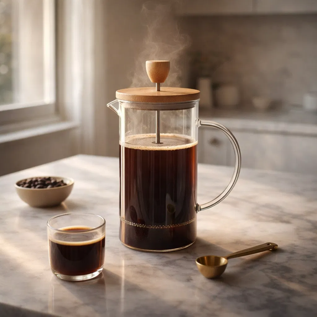 Premium French Press Coffee Maker 600 ml | Borosilicate Glass Coffee & Tea Maker with Bamboo Lid | Stainless Steel Filter | Manual Coffee Brewer for Hot & Cold Brew