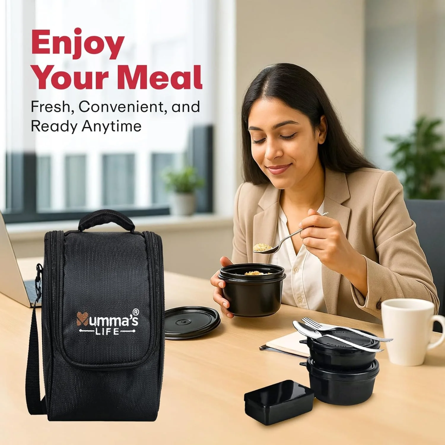Premium Microwave Safe Lunch Box (Black) - Image 2