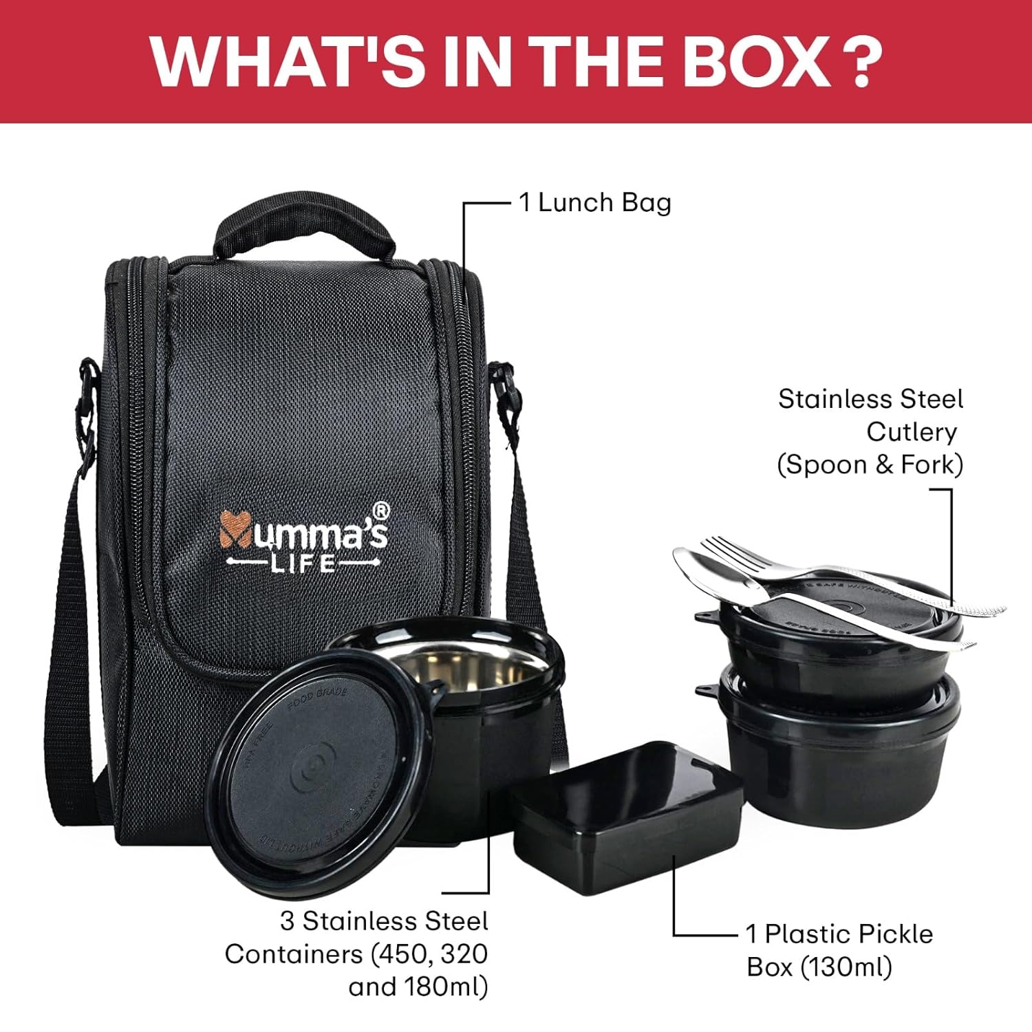 Premium Microwave Safe Lunch Box (Black) - Image 3